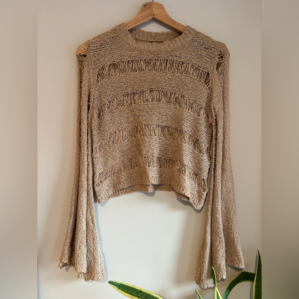 Fashion Nova Open Knit Tan Sweater